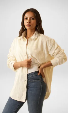 AE Women Velvet Shirt- Off White