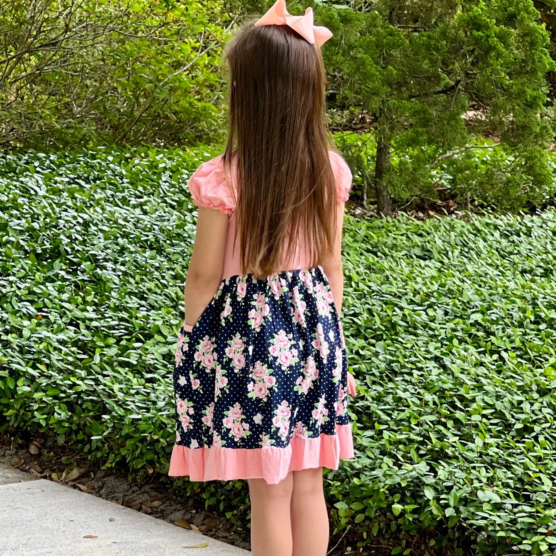 Al Limited Girls Floral Bouquet Short Sleeve Ruffle Party Dress
