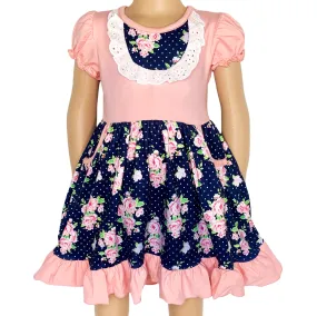 Al Limited Girls Floral Bouquet Short Sleeve Ruffle Party Dress