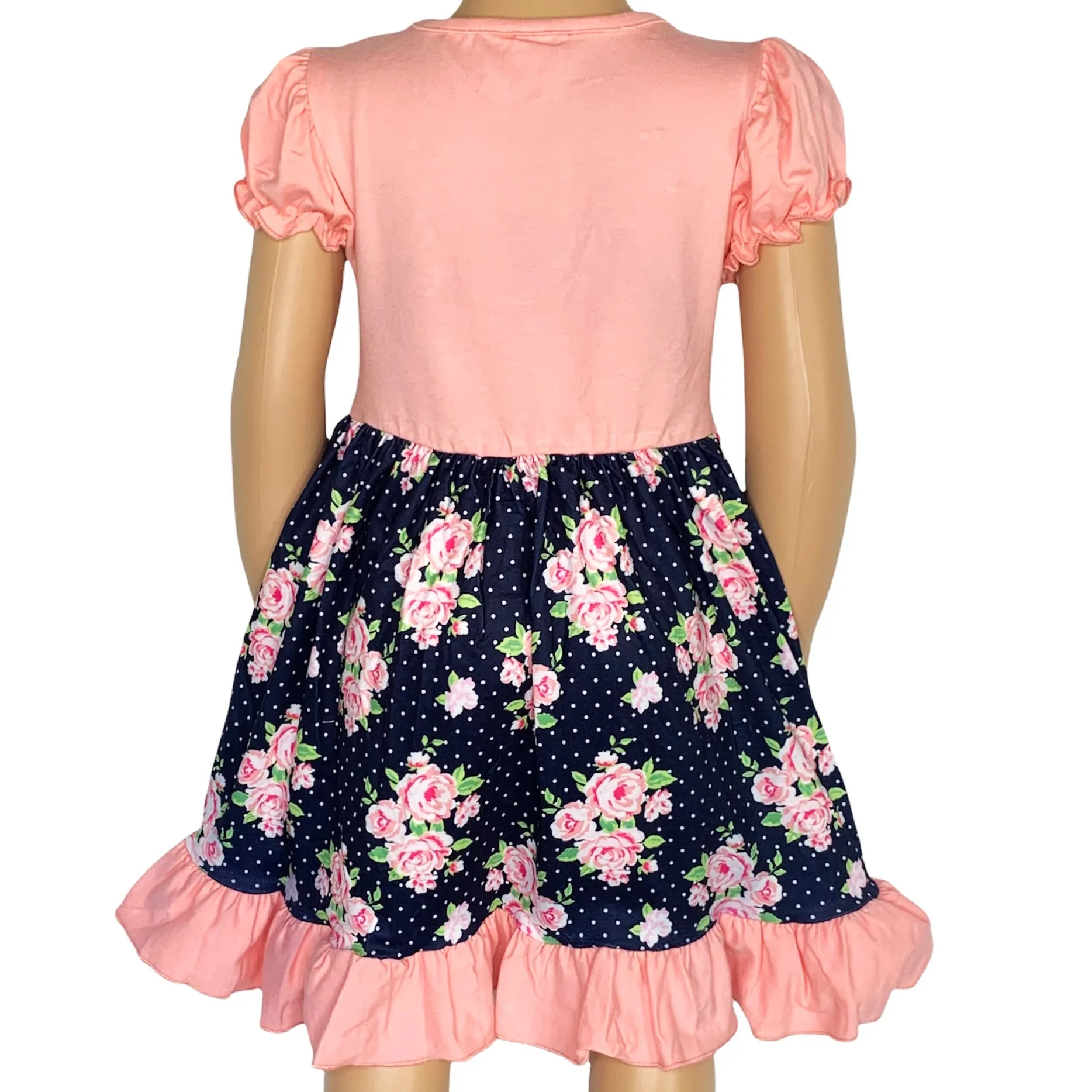 Al Limited Girls Floral Bouquet Short Sleeve Ruffle Party Dress