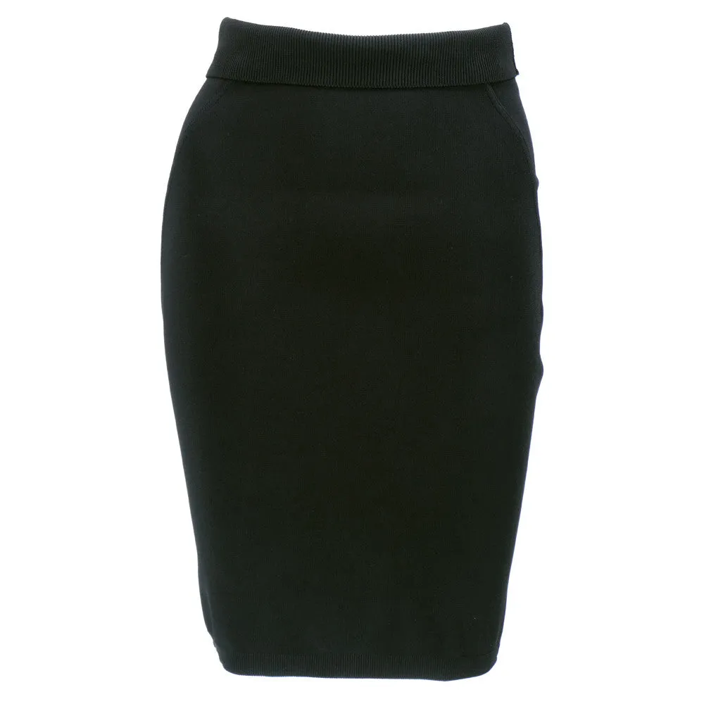 Alaia 1982 Iconic Black Knit Pencil Skirt