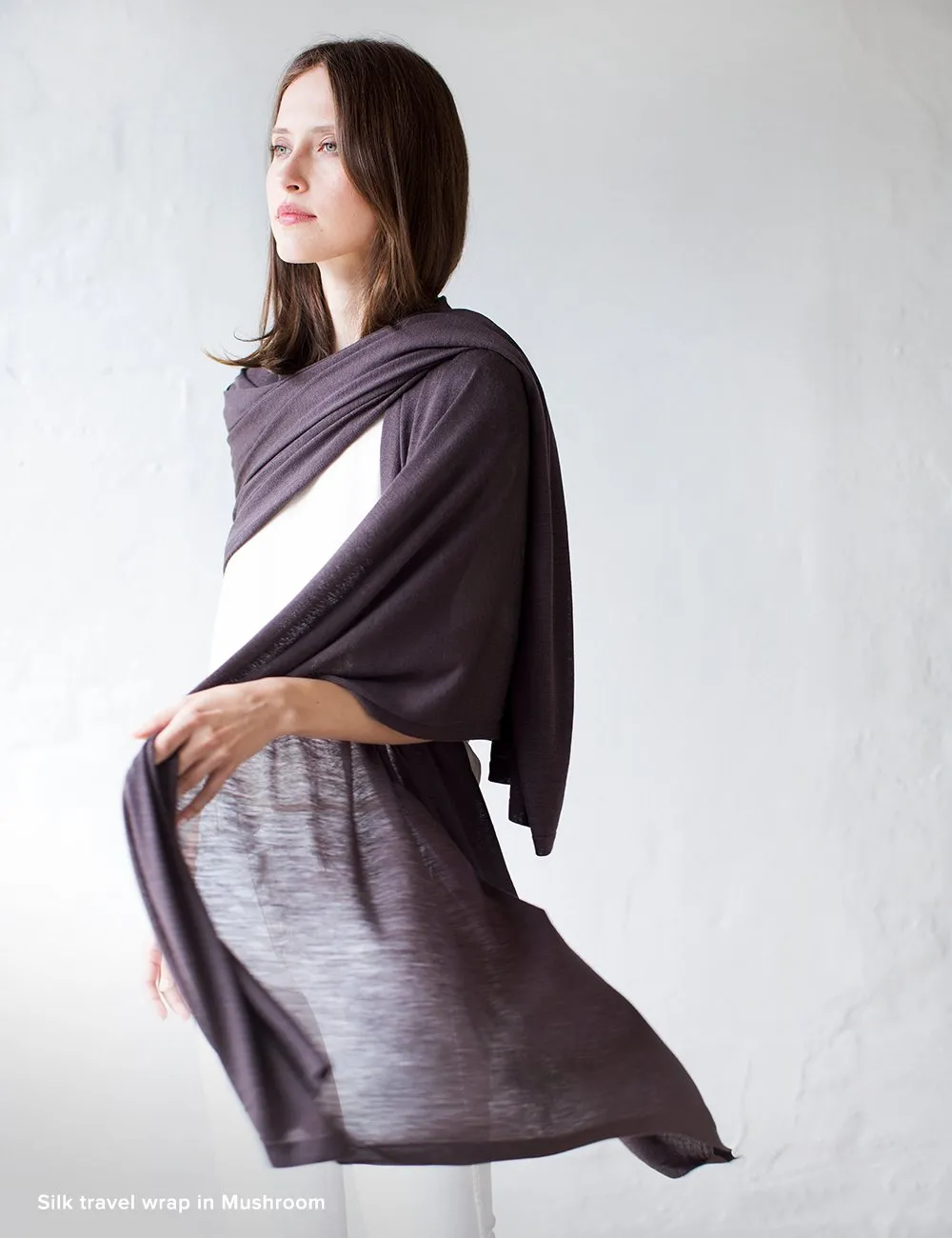 Australian Superfine Merino / Silk Wrap - Mushroom