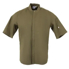 BA001-L Southside Band Collar Chef Jacket Khaki Size L