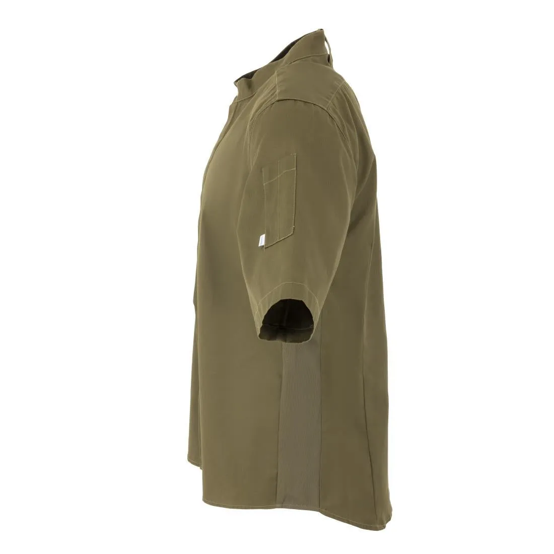 BA001-L Southside Band Collar Chef Jacket Khaki Size L