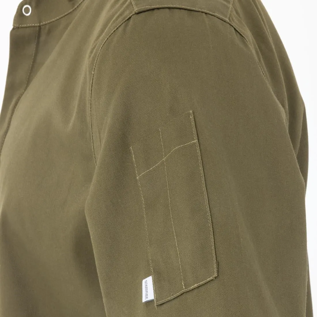 BA001-L Southside Band Collar Chef Jacket Khaki Size L