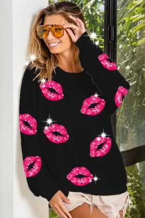 Bibi Sequin Lips Patch Detail Top