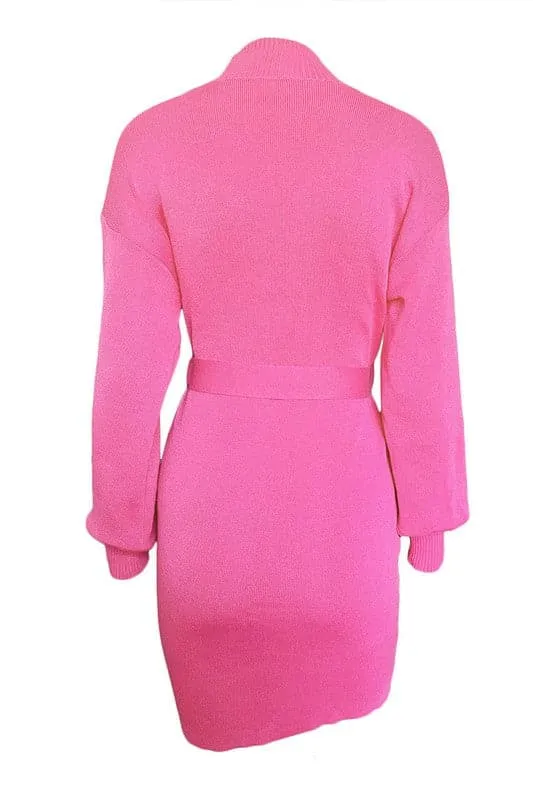 BY917 Solid Sweater Mini Dress