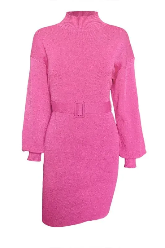 BY917 Solid Sweater Mini Dress