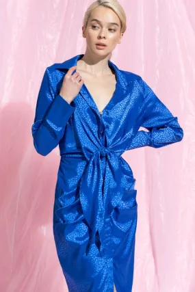 Celeste Satin Button Down Midi Dress