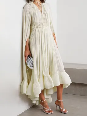 Cloak Sleeves Women's Ruffles Party Dress