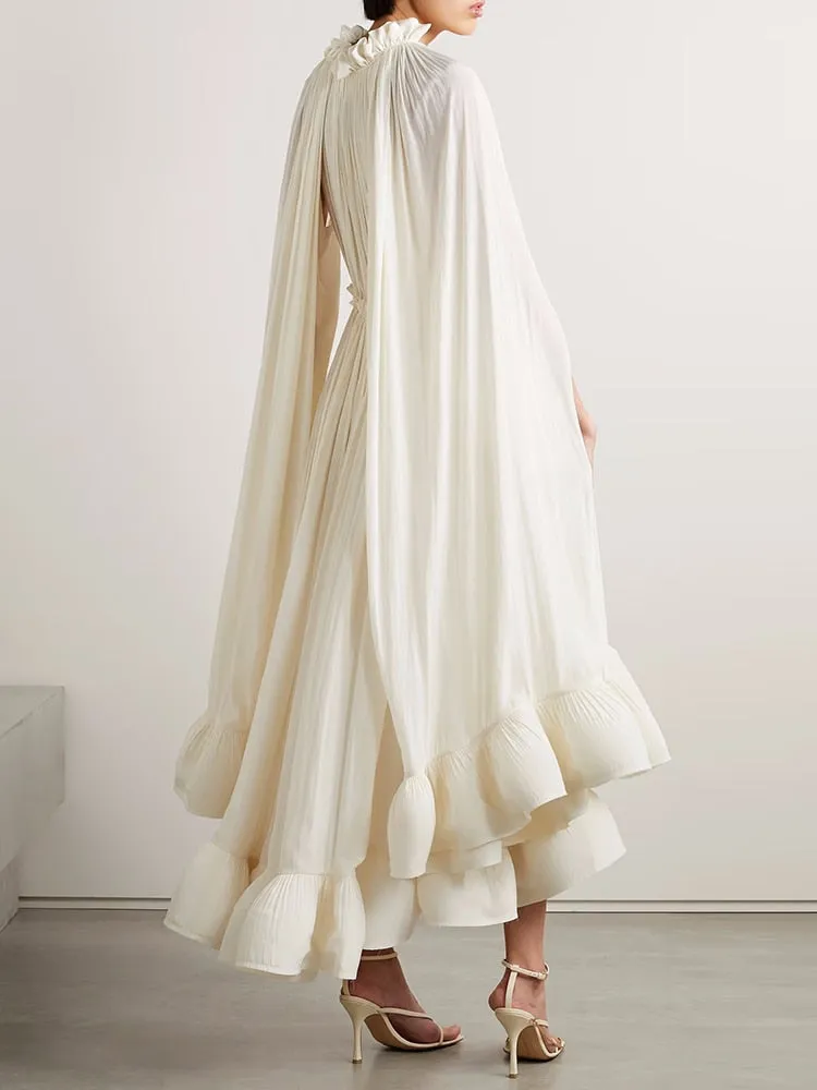 Cloak Sleeves Women's Ruffles Party Dress