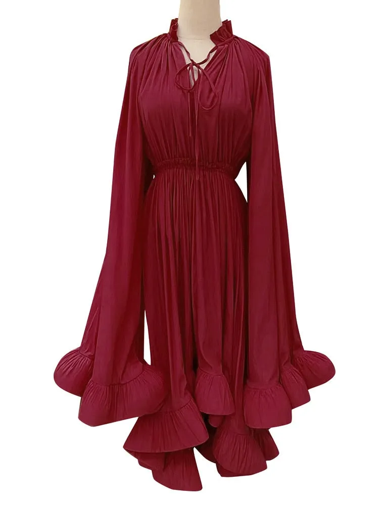 Cloak Sleeves Women's Ruffles Party Dress