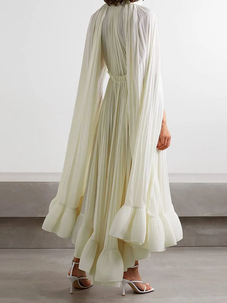 Cloak Sleeves Women's Ruffles Party Dress