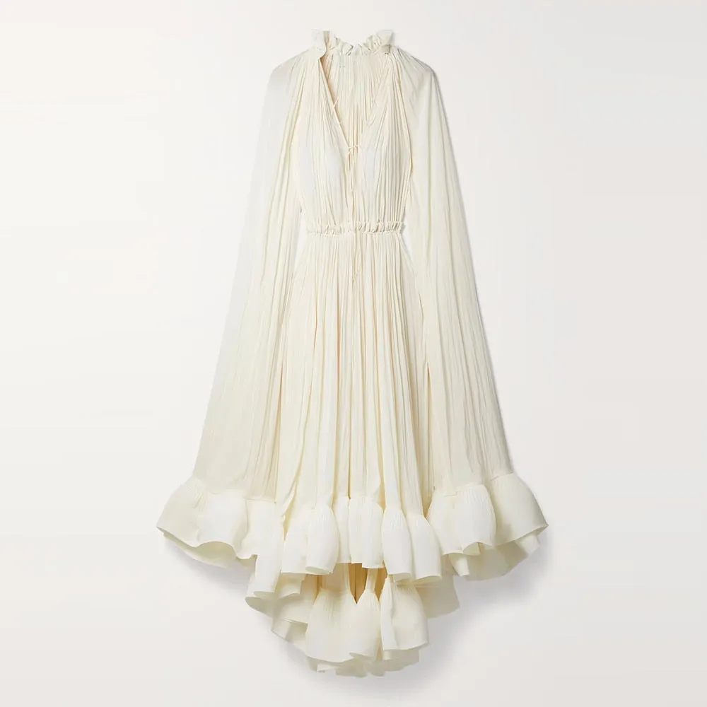 Cloak Sleeves Women's Ruffles Party Dress