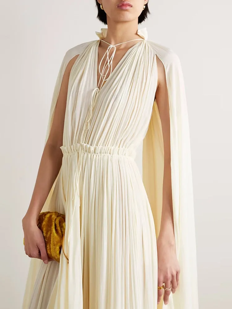 Cloak Sleeves Women's Ruffles Party Dress