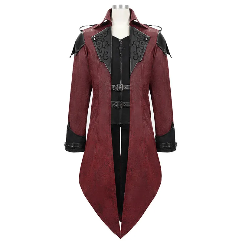 CT06902 punk handsome movie cool actor red hooded leather long coats