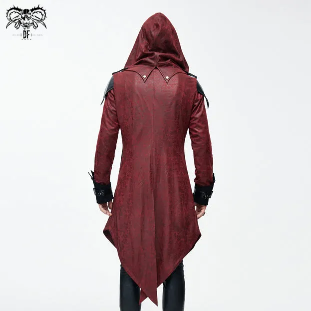 CT06902 punk handsome movie cool actor red hooded leather long coats