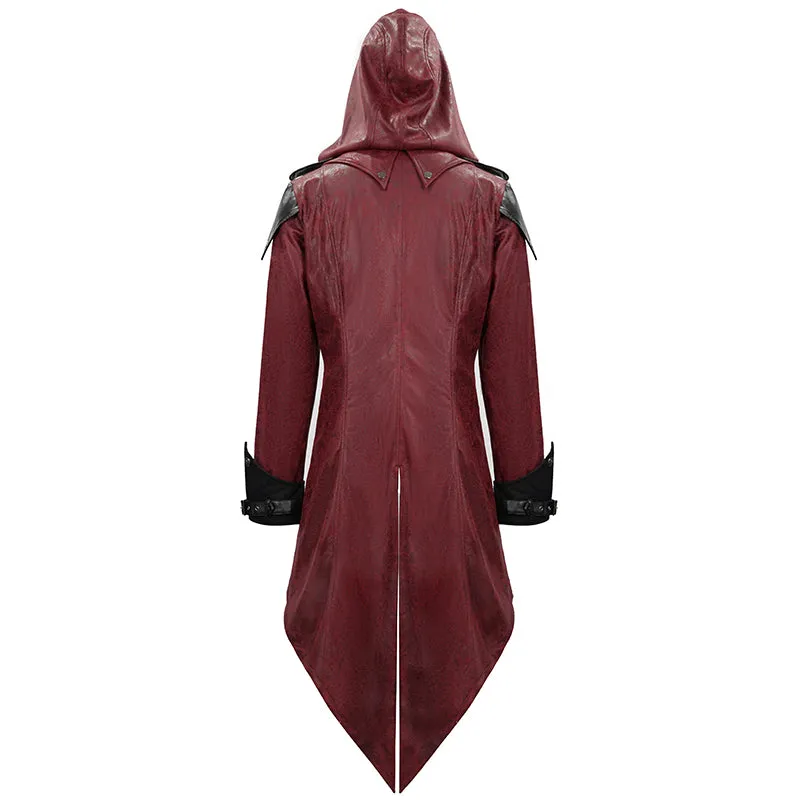 CT06902 punk handsome movie cool actor red hooded leather long coats