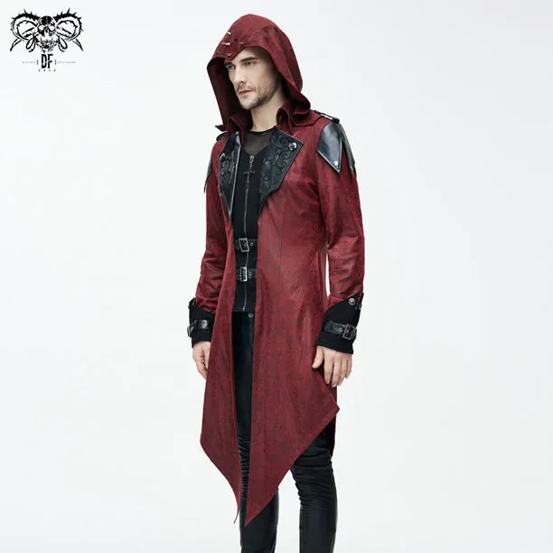 CT06902 punk handsome movie cool actor red hooded leather long coats