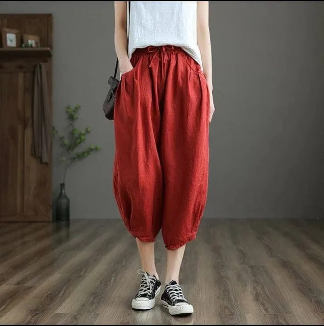 Day in Bali High Waist 3/4 Linen Pants