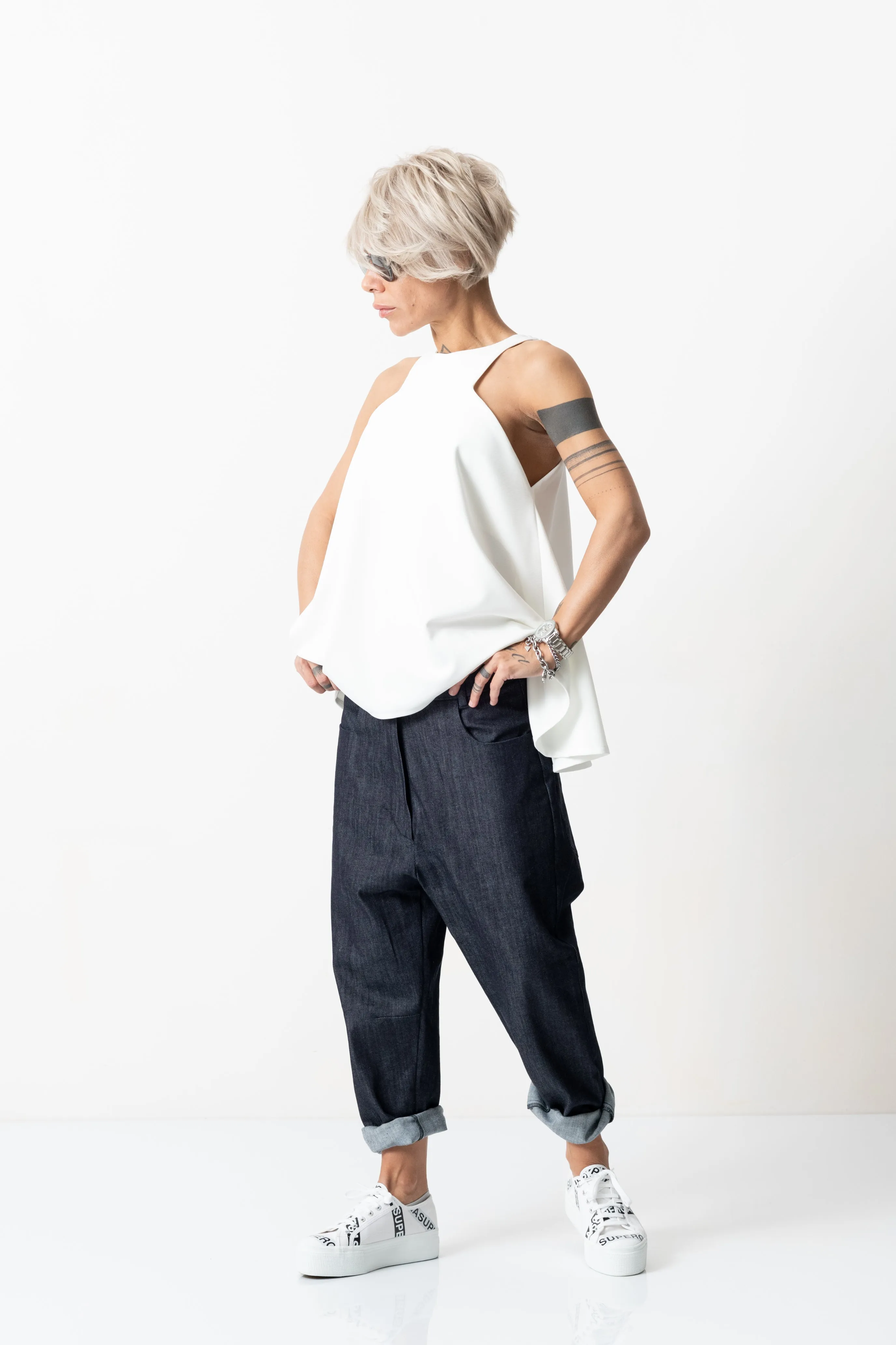 Denim Low Crotch Pants