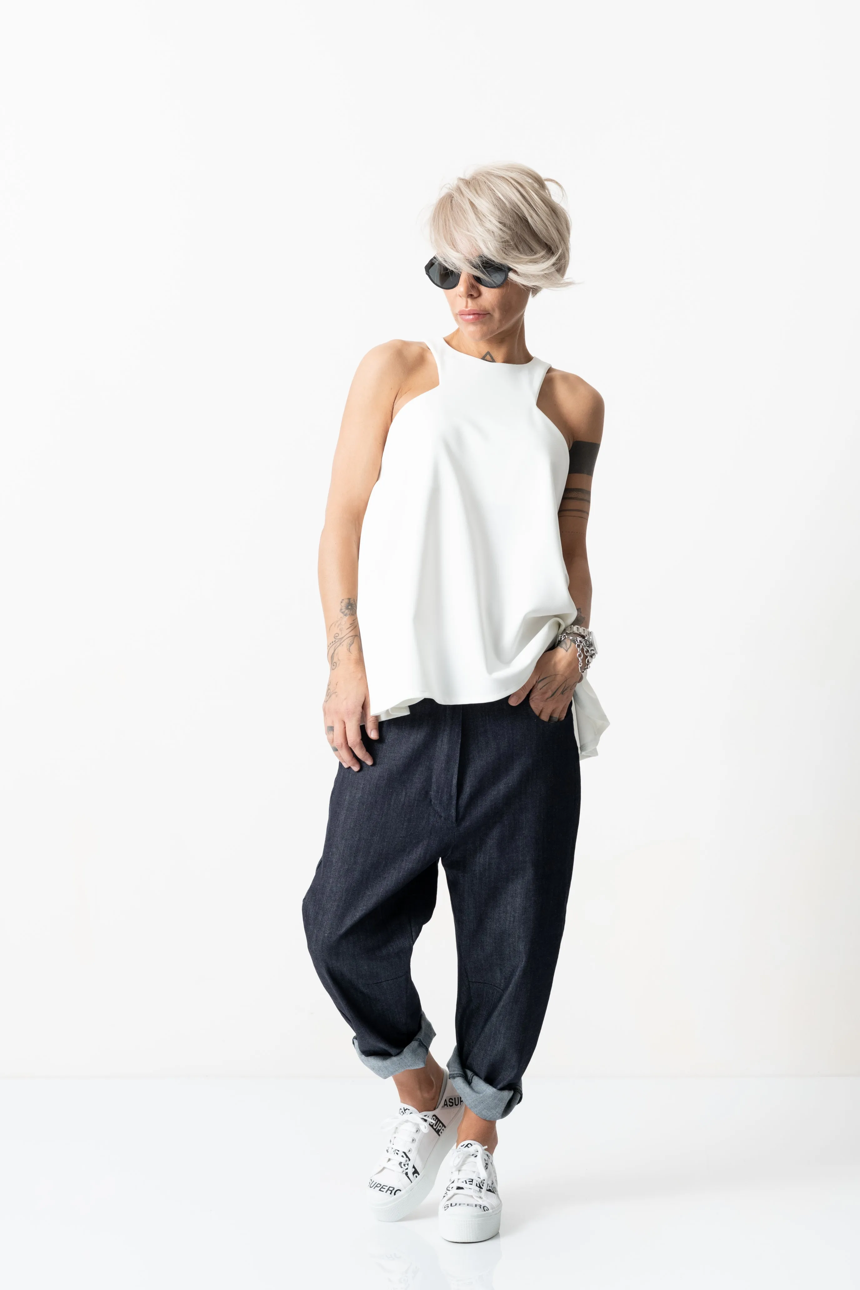 Denim Low Crotch Pants