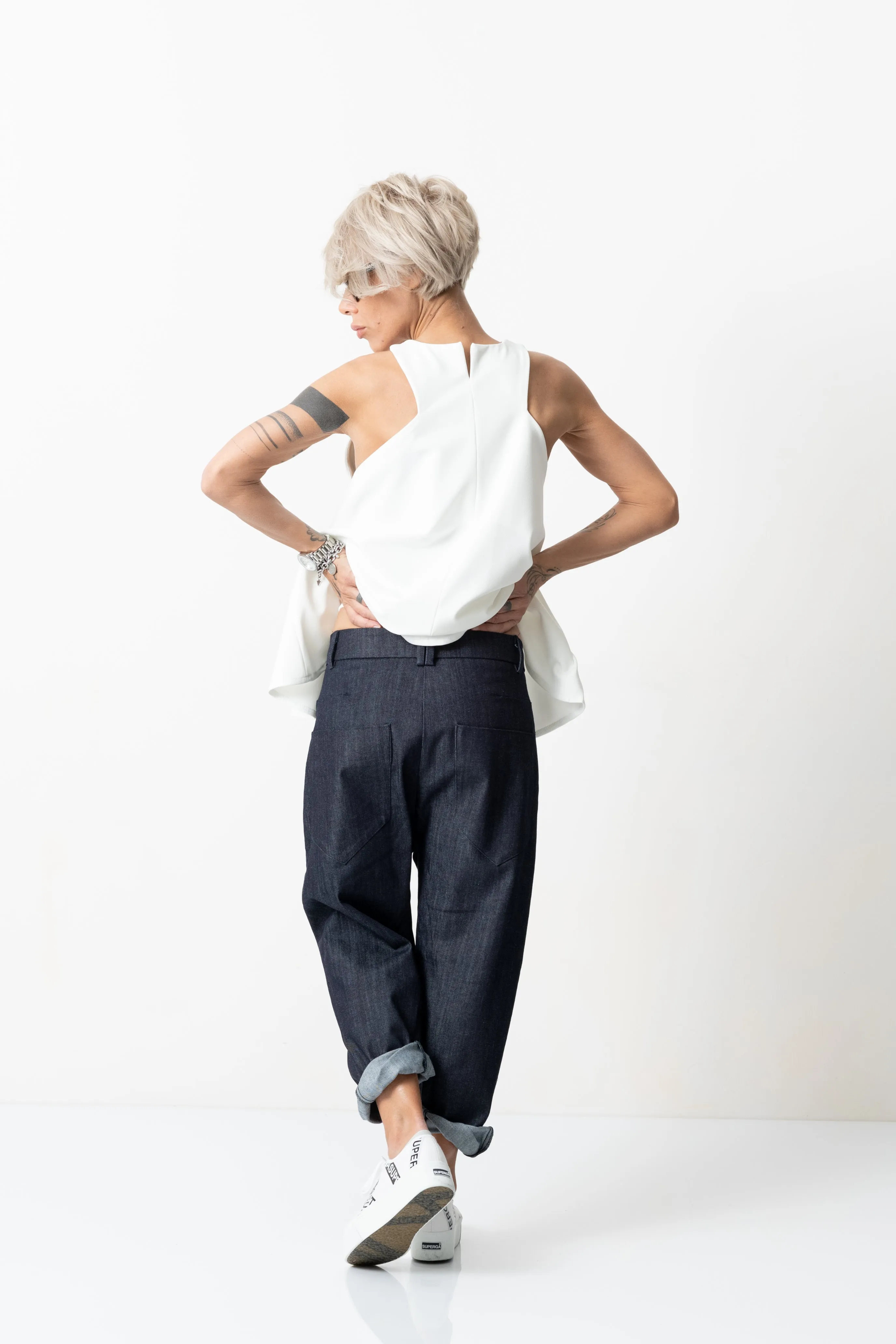 Denim Low Crotch Pants