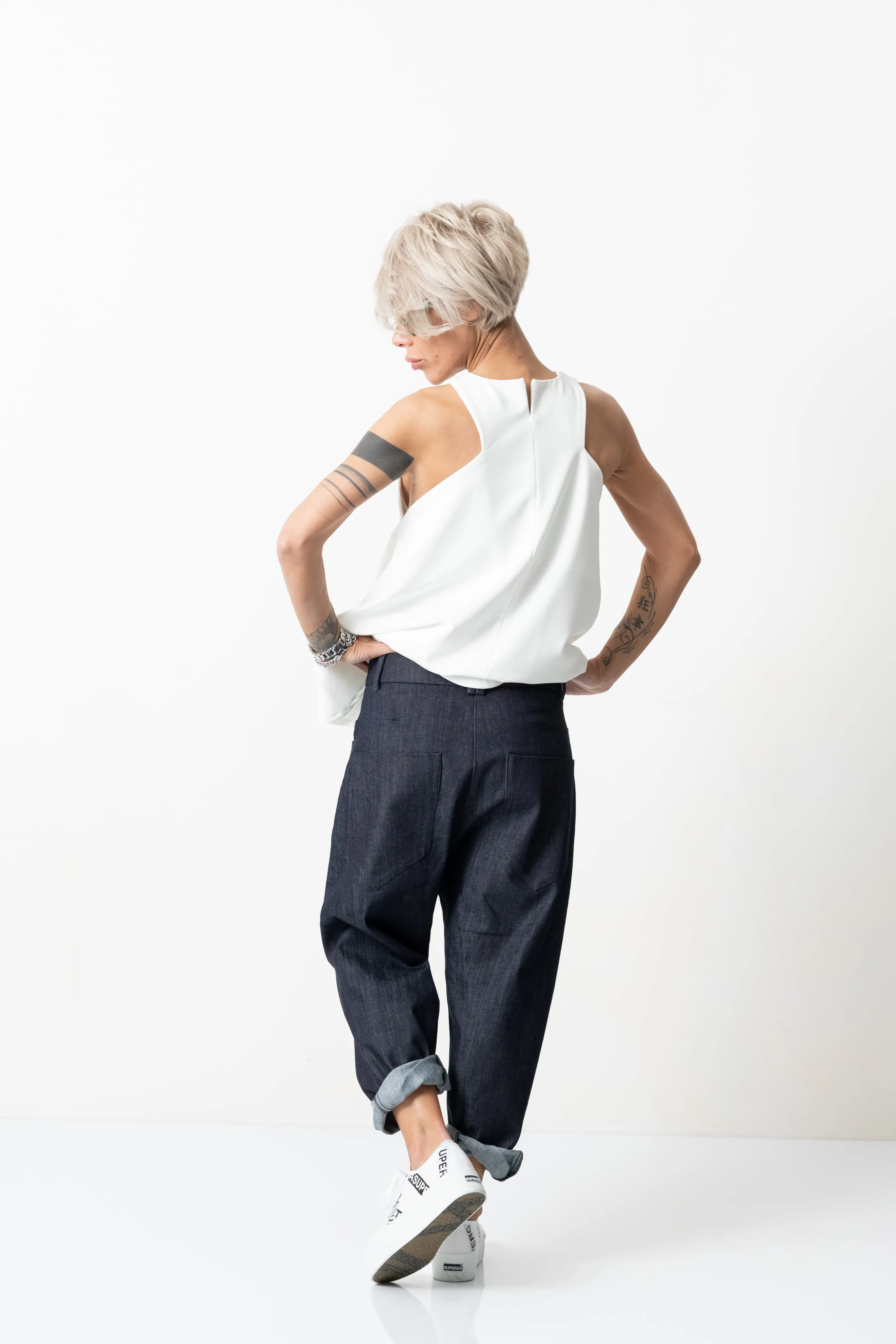 Denim Low Crotch Pants