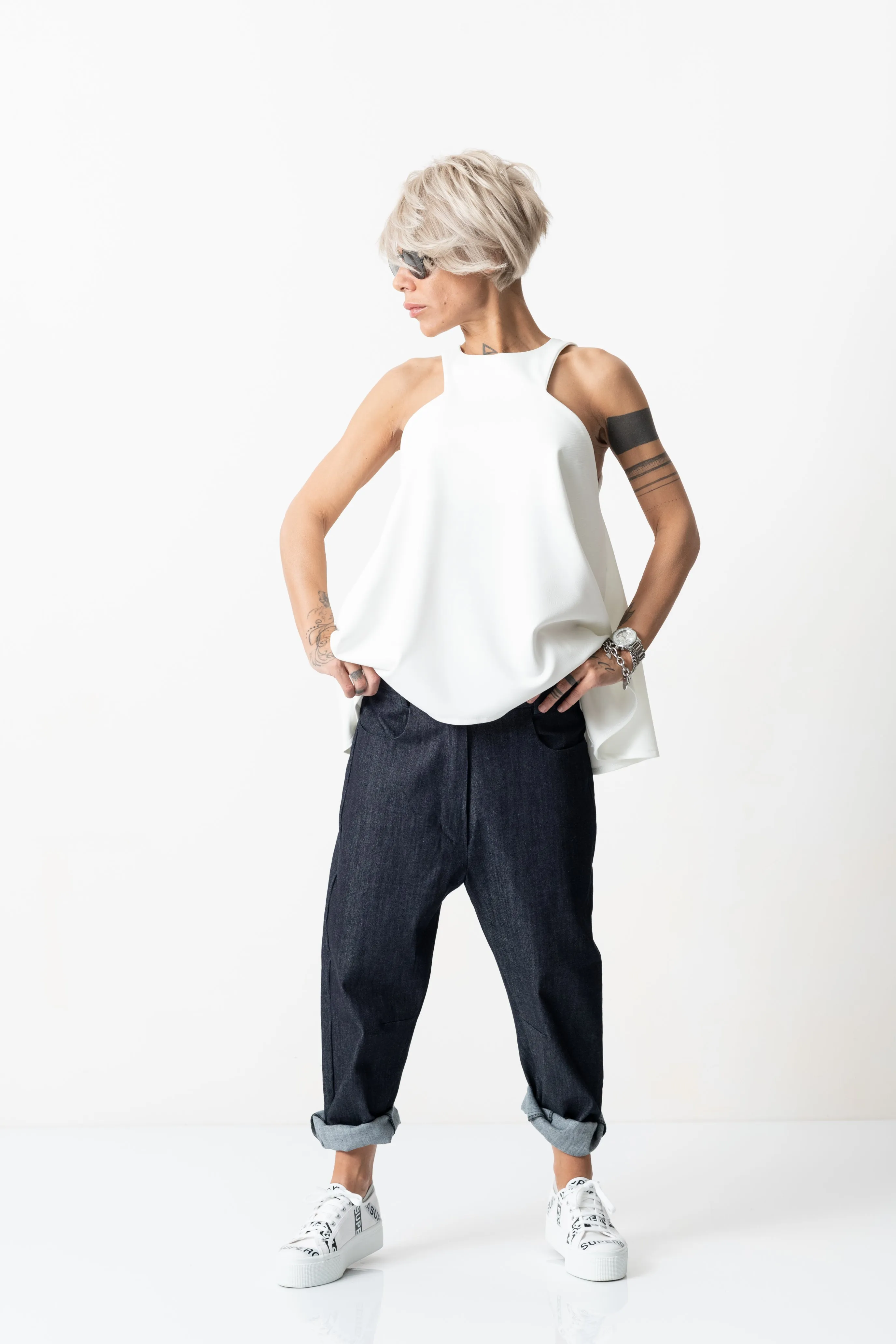 Denim Low Crotch Pants