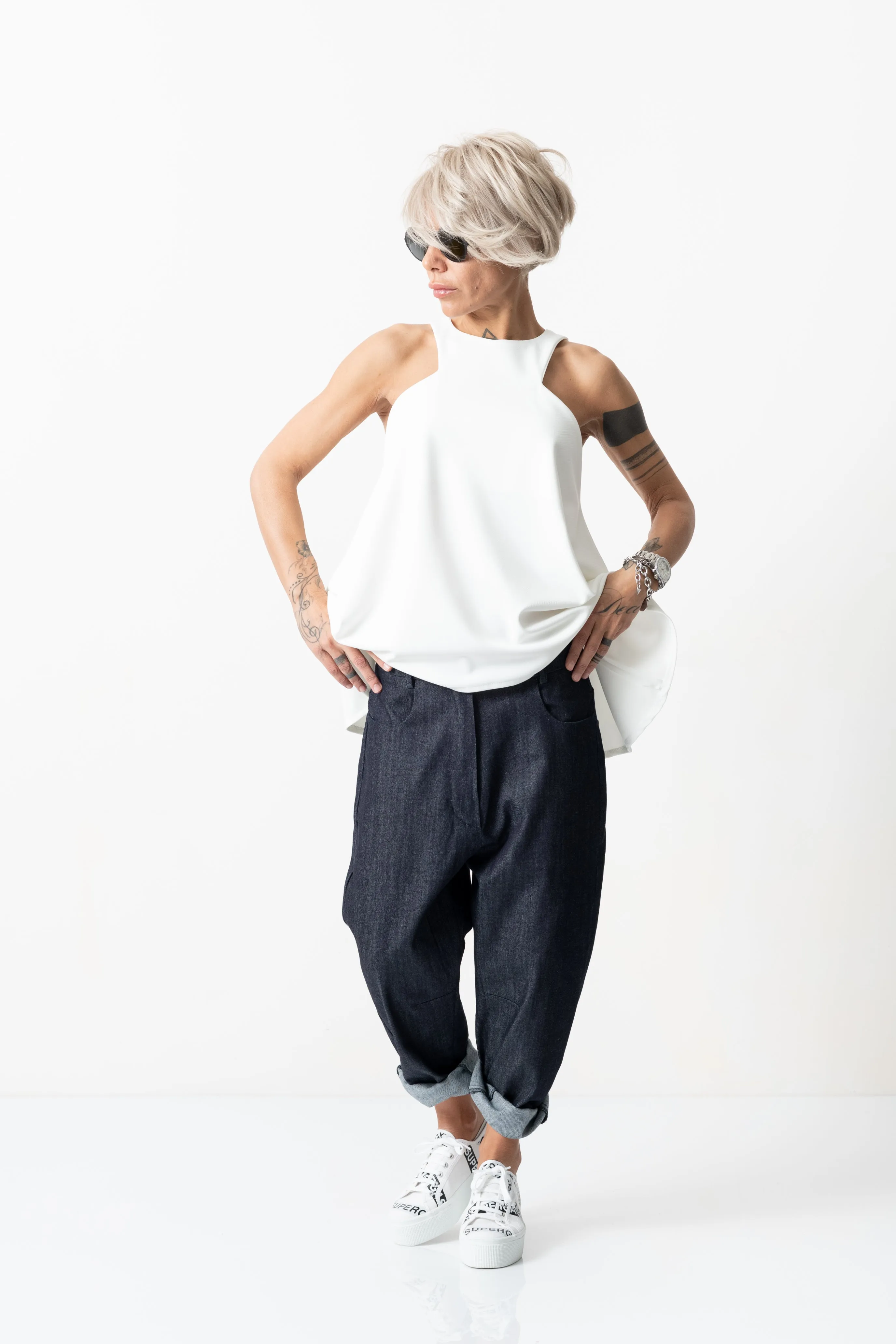 Denim Low Crotch Pants