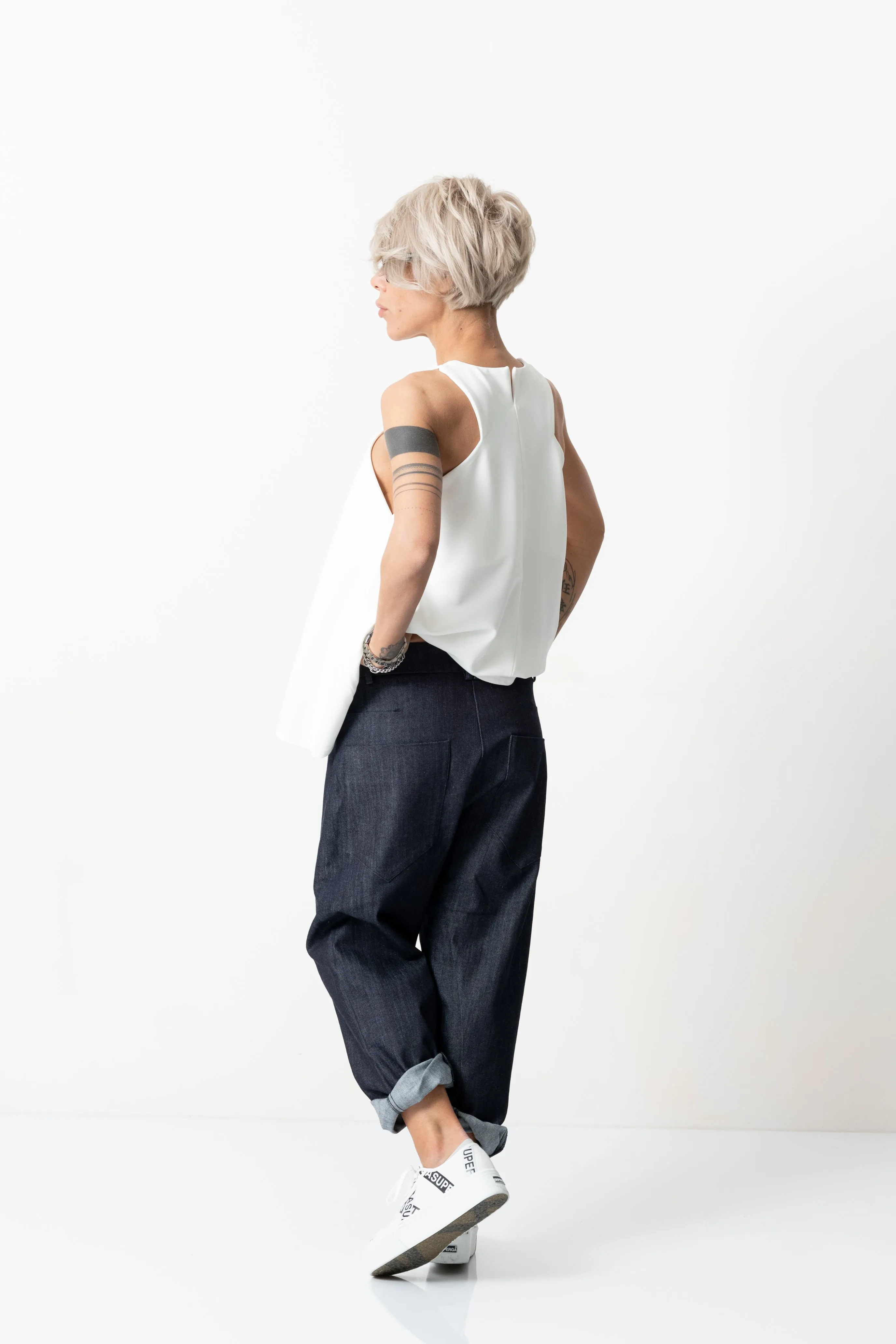 Denim Low Crotch Pants