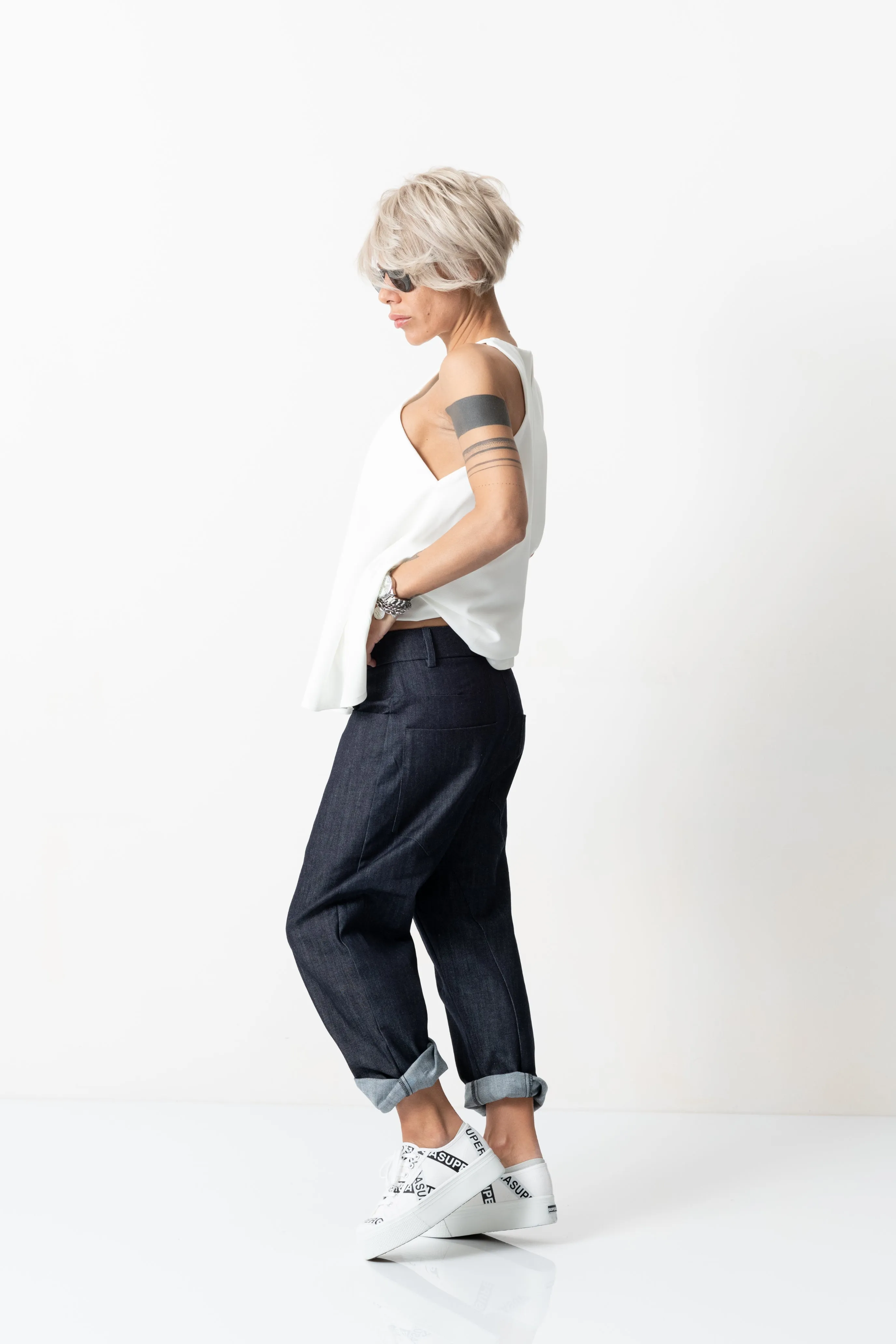 Denim Low Crotch Pants