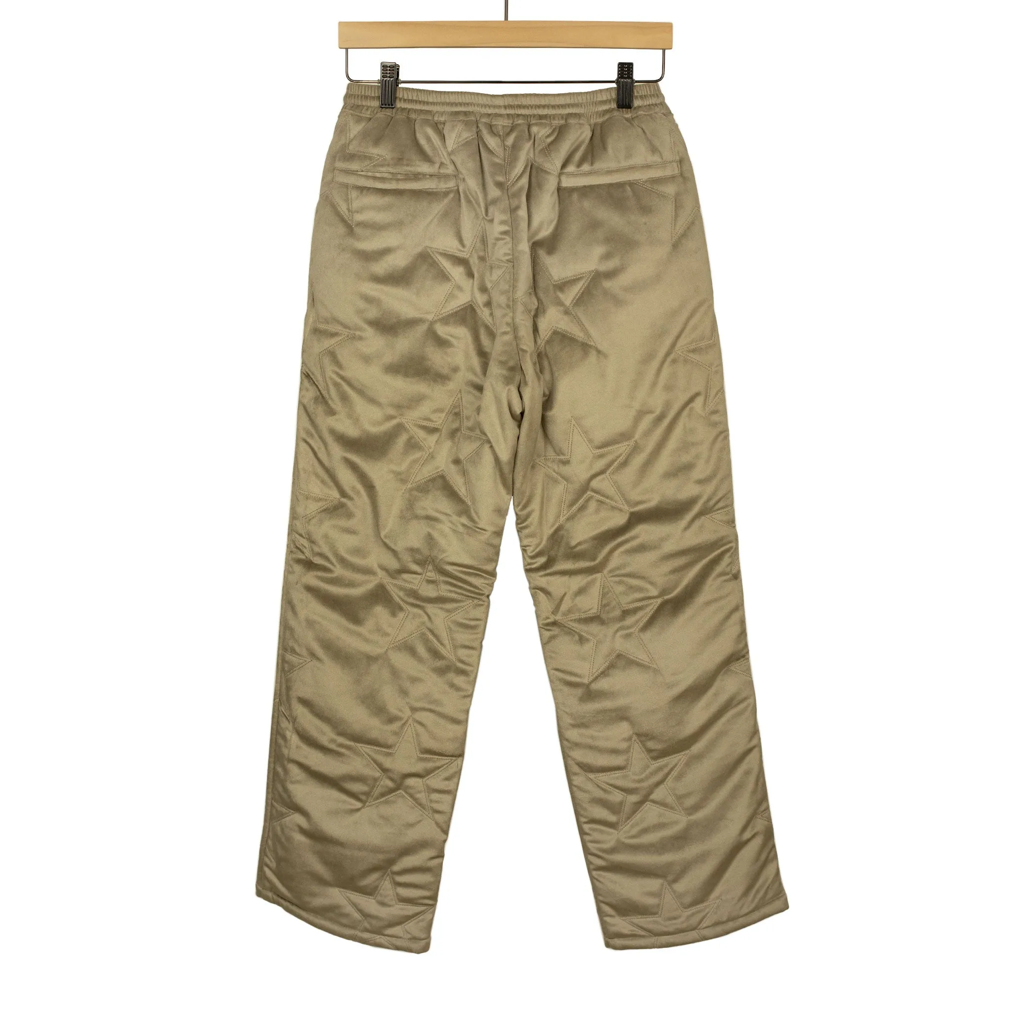 Drawstring trousers in beige star stitched cotton velvet