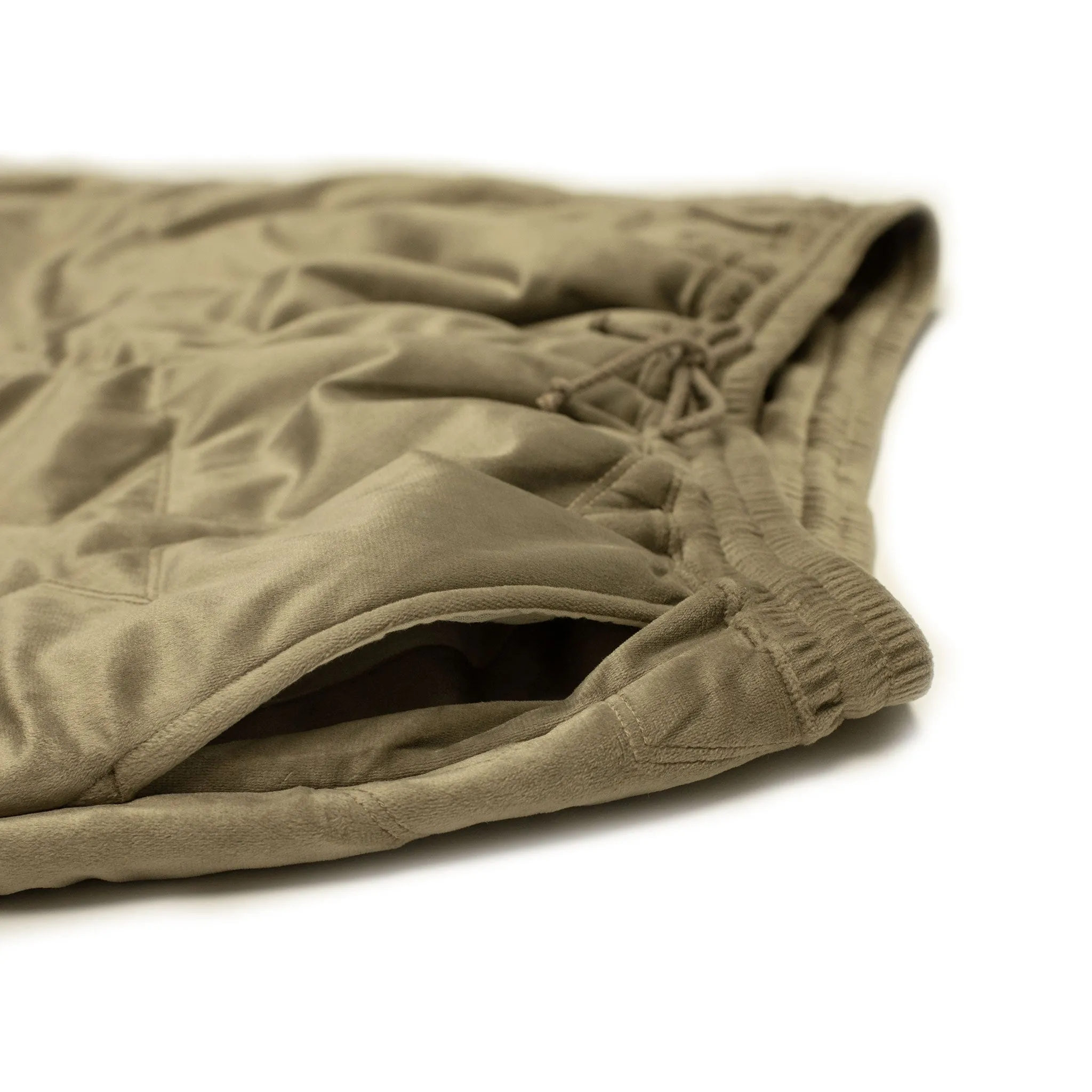 Drawstring trousers in beige star stitched cotton velvet
