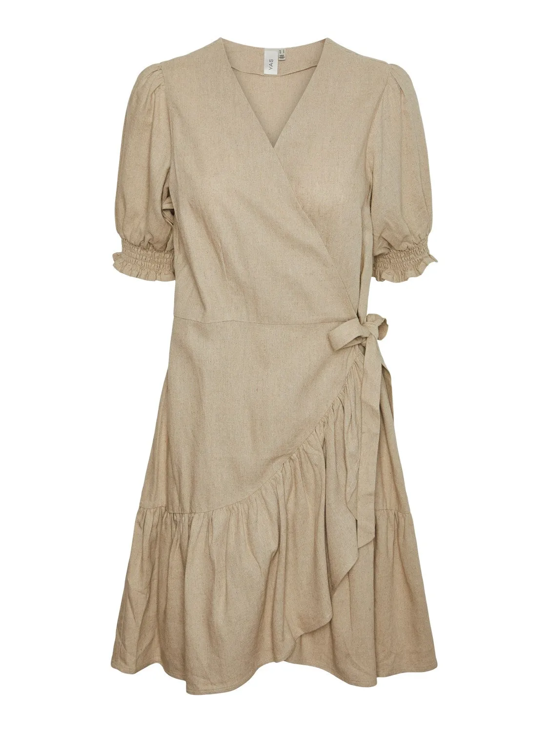 Flaxy Ss Wrap Dress - Birch