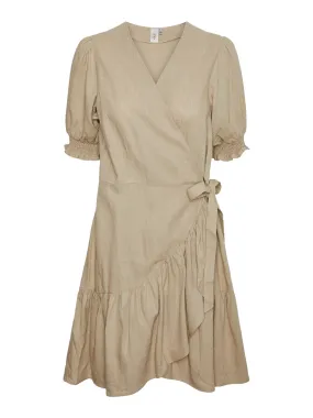 Flaxy Ss Wrap Dress - Birch