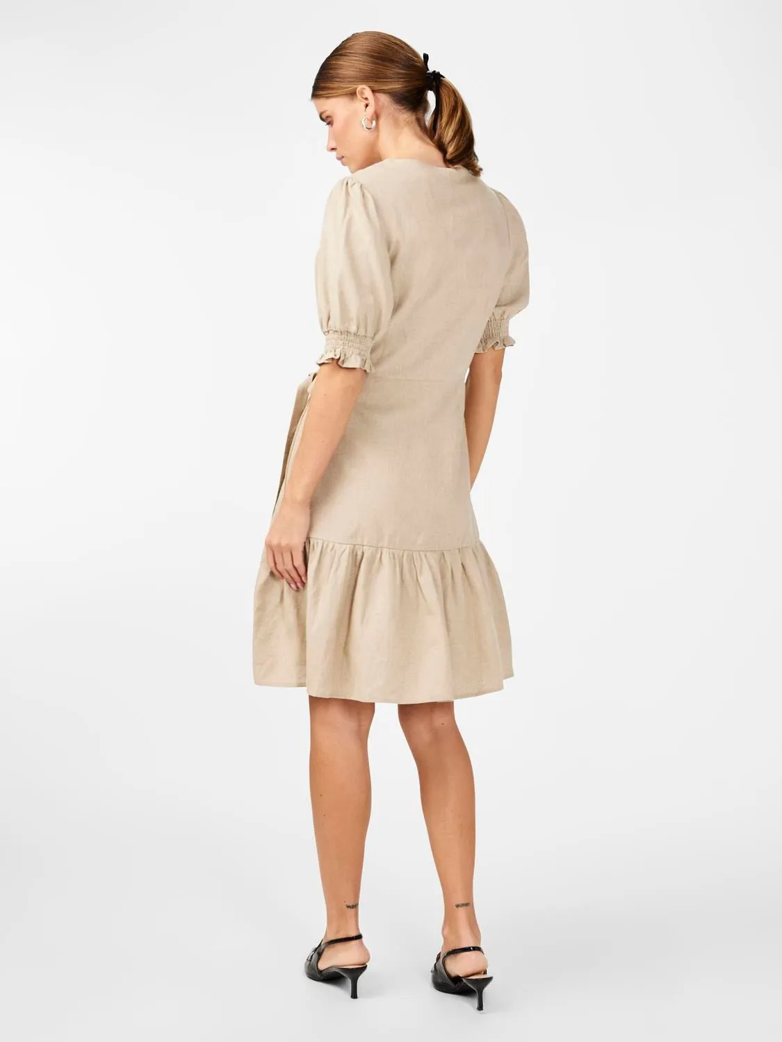 Flaxy Ss Wrap Dress - Birch
