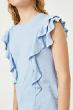 Girls Layered Ruffle Rib Knit Top