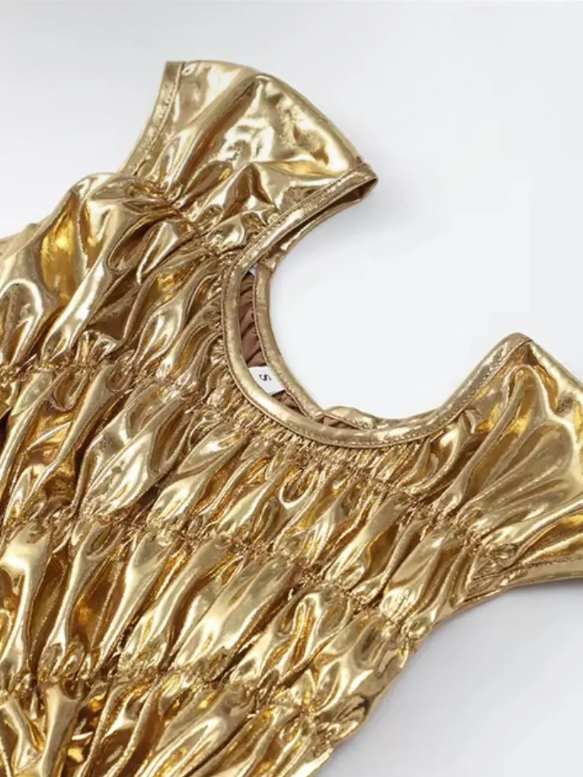 Gold night cocktail maxi dress