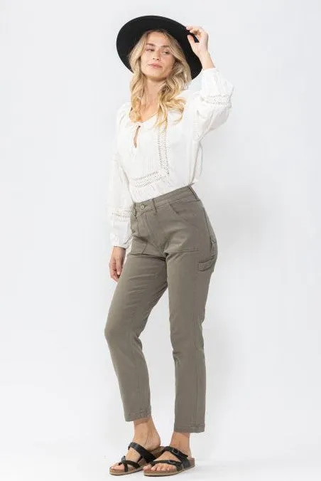 High Waist | Slim | Olive Utility Pants