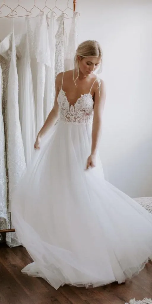 Informal Spaghetti Straps Bohemian Wedding Dress
