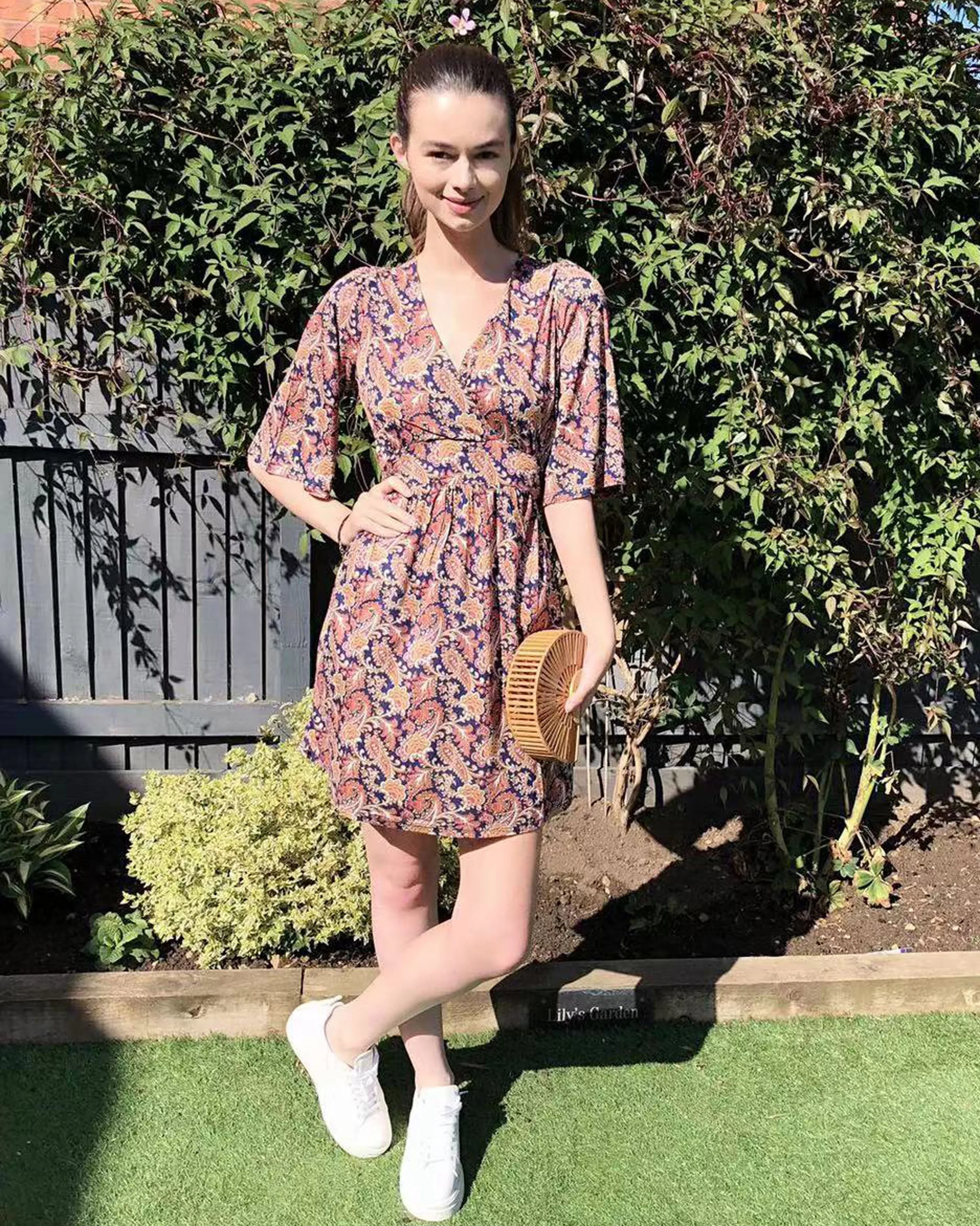 Kimono sleeves wrap dress (Paisley Print)