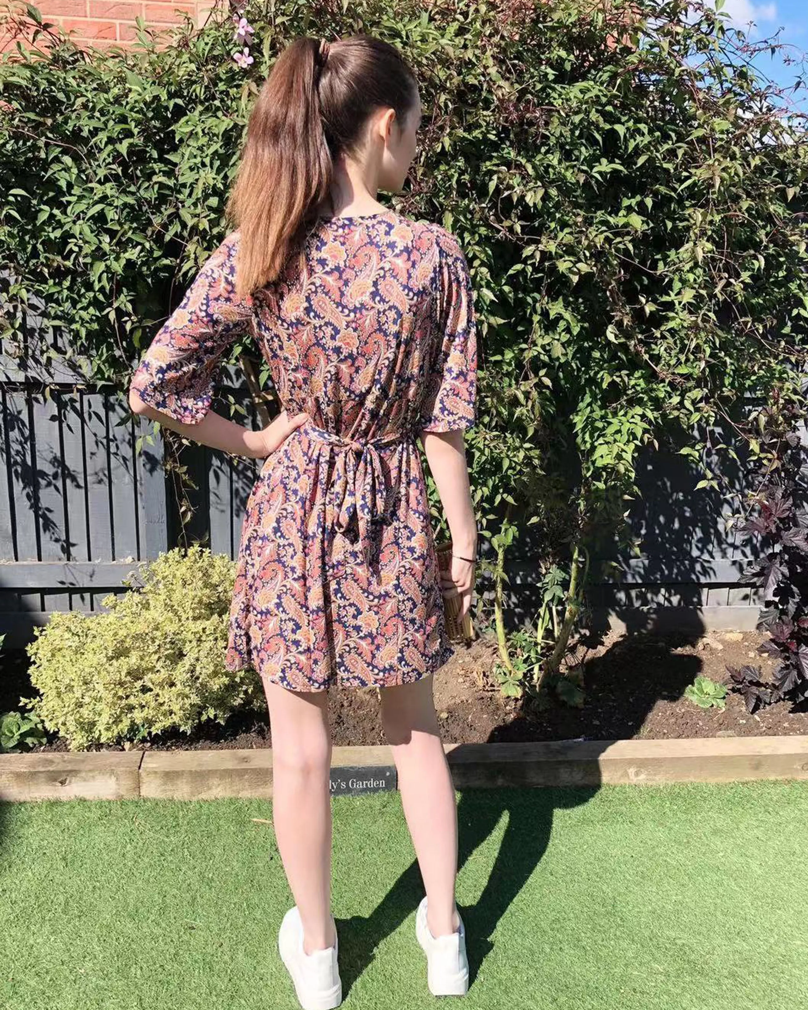 Kimono sleeves wrap dress (Paisley Print)