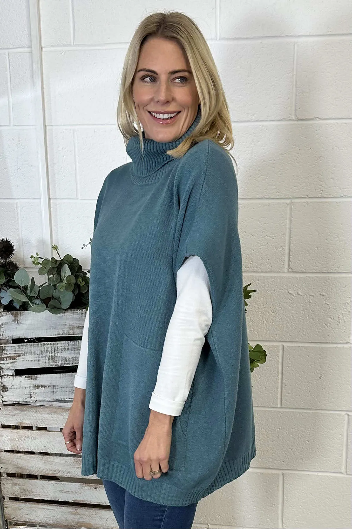 Mairead Polo Neck Jumper Blue
