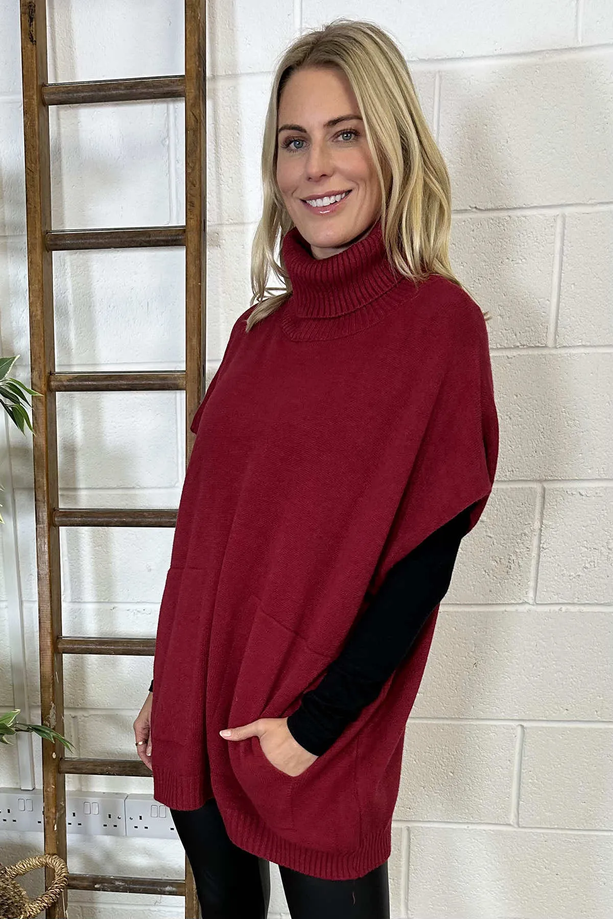 Mairead Polo Neck Jumper Wine