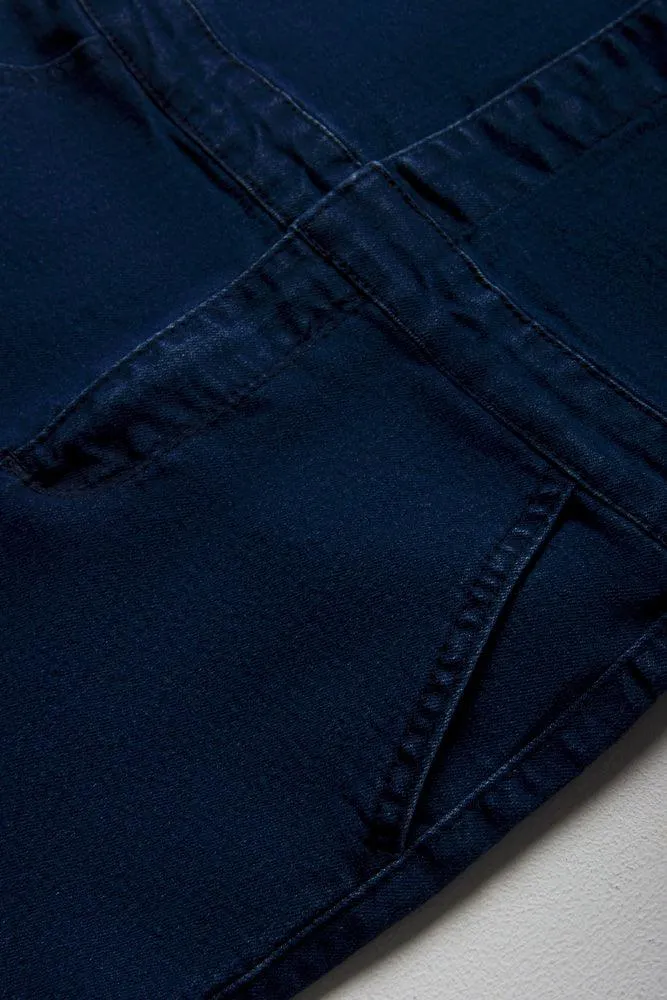 Mickey Mouse Denim Overall Shorts Dark Blue