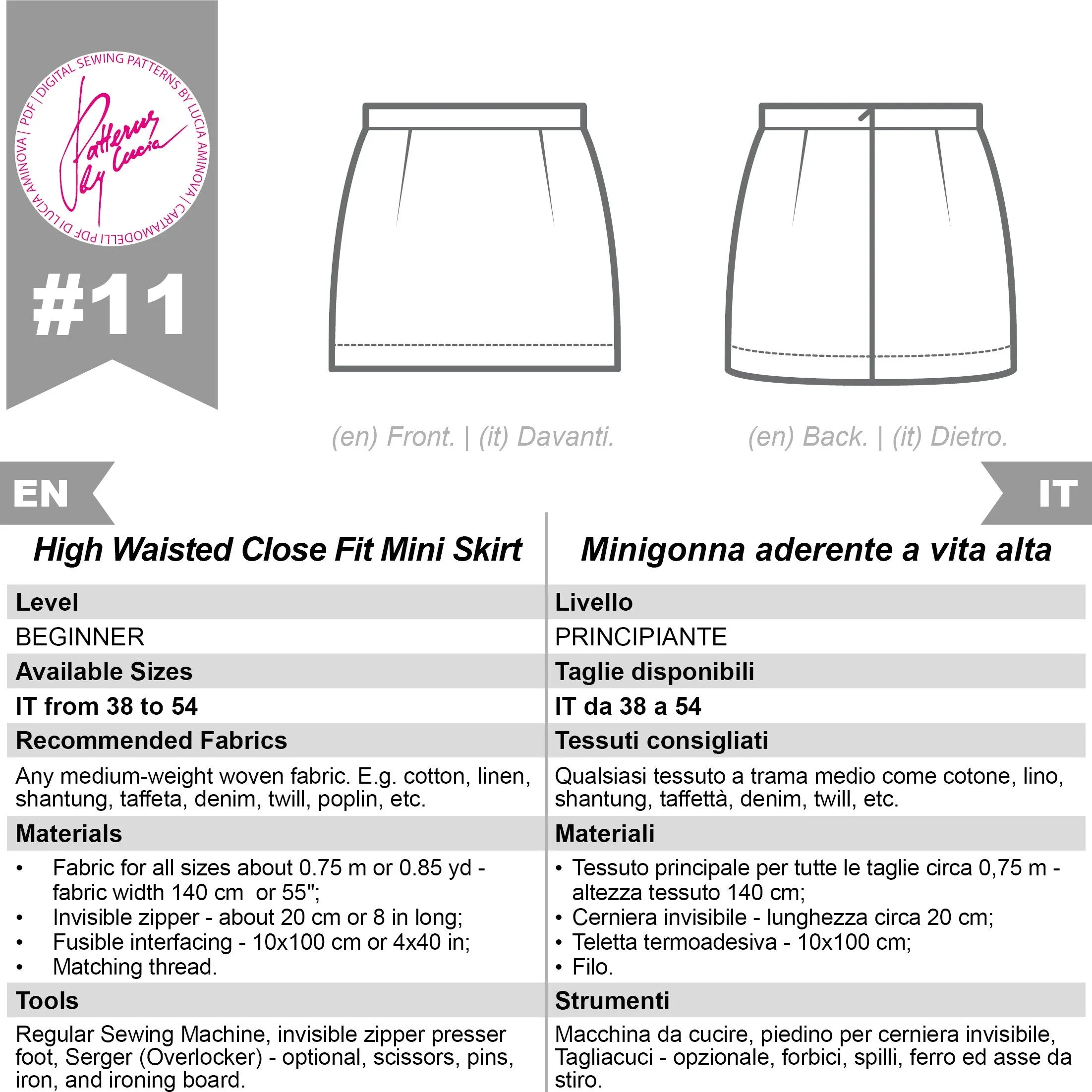 Mini Skirt Sewing Pattern N.11