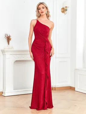 One Shoulder Shining Women's Long Prom Dress