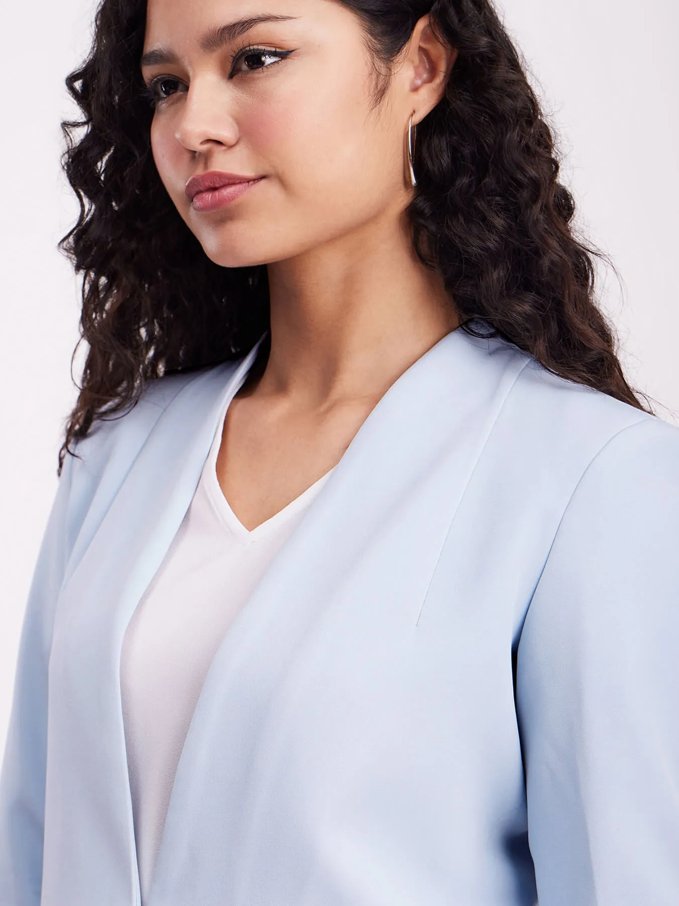 Open Front Blazer - Light Blue