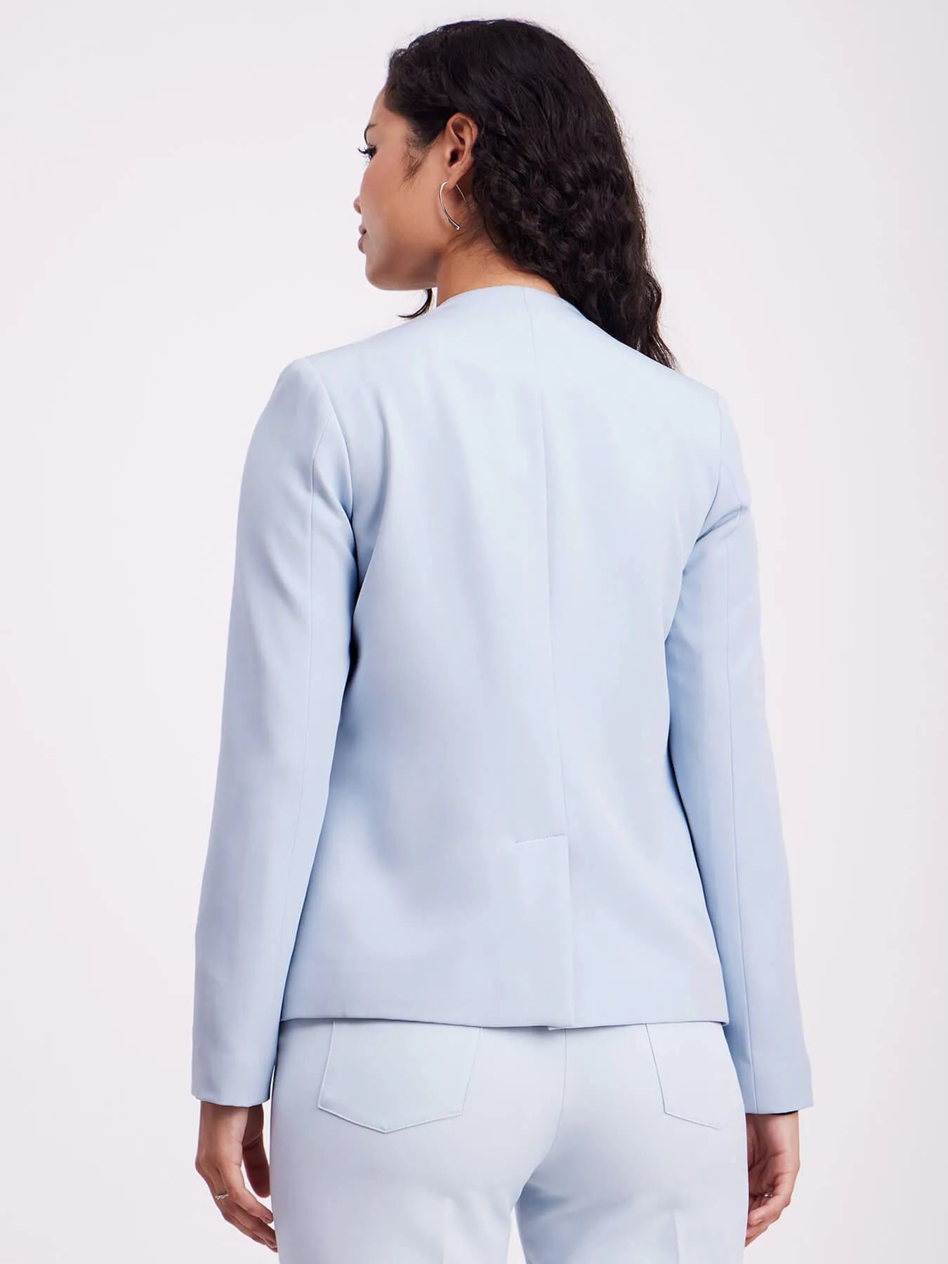 Open Front Blazer - Light Blue